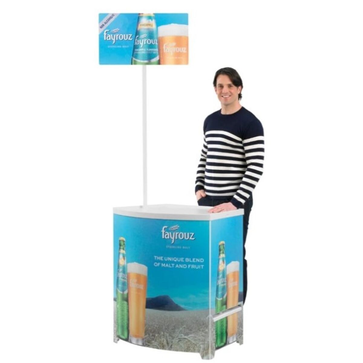 Man standing next to the completed Budget promotional display counter..jpg