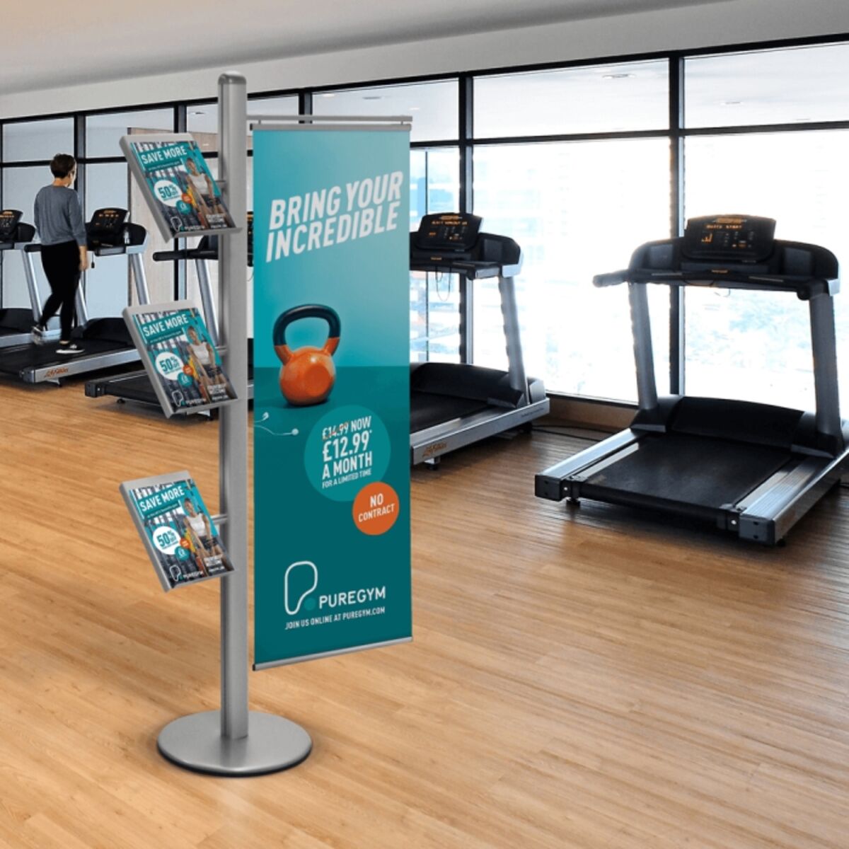 Modular banner and brochure stand with optional printed banner.png