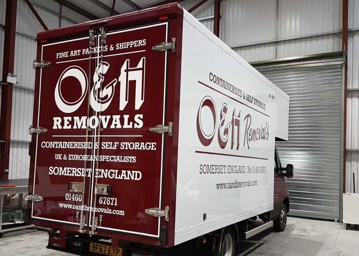 Cut Vinyl White & Burgundy Lorry Graphics for O&H Removals