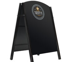 Premier A-Board Satin Black frame with HPL chalkboard panels showing coffee artwork.jpg