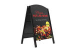 Premier A-Board Satin Black frame with HPL chalkboard panels showing mulled wine artwork.jpg
