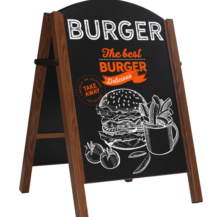Premier A-Board Wood Effect frame with HPL chalkboard panels showing burger artwork.jpg