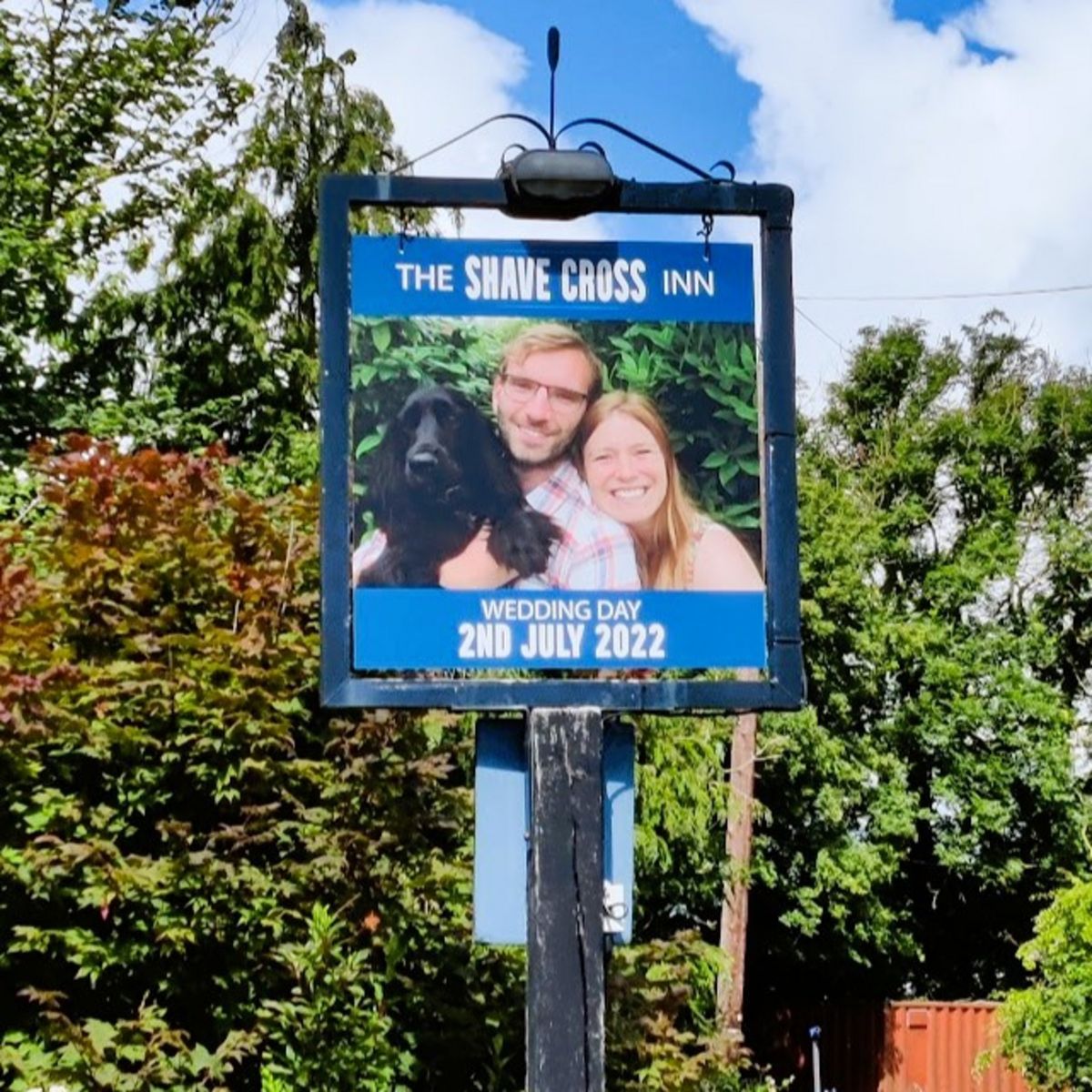 Printed ACM panel double sided hanging pub sign for wedding.jpg