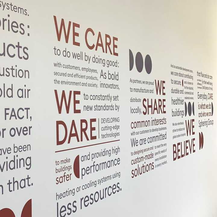 Cut Vinyl Wall Stickers Typography showing business ethos