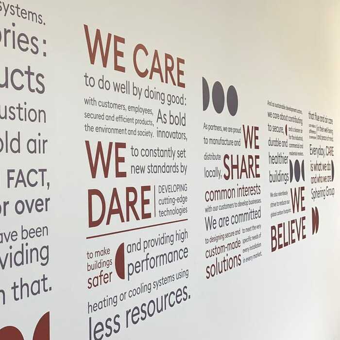 Cut Vinyl Wall Stickers Typography showing business ethos