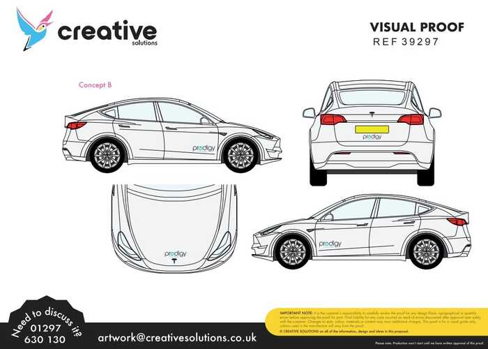 Prodigy IT Solutions Vehicle Branding Graphics Artwork Proof - Tesla Model Y