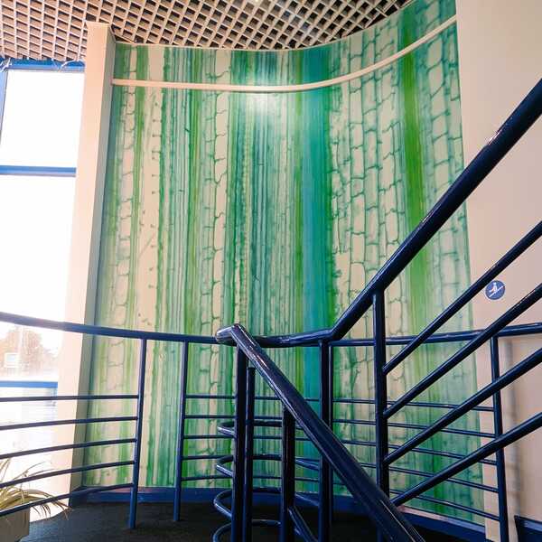 Custom Printed Water Effect Wallpaper Creation In Entrance Stairwell