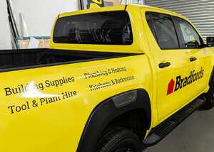 Cut-Vinyl Graphics Application Close-Up Wrap & Branding - Toyota Hilux Invincible X for Bradfords Building Supplies Cut-Vinyl Graphics Application Close-Up Wrap & Branding - Toyota Hilux Invincible X for Bradfords Building Supplies