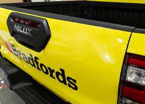 Rear Close-Up Wrap & Branding - Toyota Hilux Invincible X for Bradfords Building Supplies Rear Close-Up Wrap & Branding - Toyota Hilux Invincible X for Bradfords Building Supplies