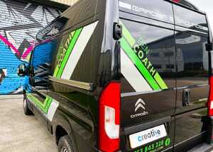 Rear Close-Up Green and Grey Van Branding Graphics for Ben Coath Citroen Relay Van