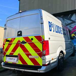 Rear View of Reflective Vehicle Graphics and Branding for B&J Locke