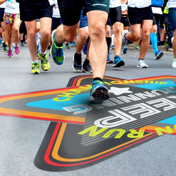 Signtac Self-Adhesive Floor Graphic outdoors showing running artwork.jpeg