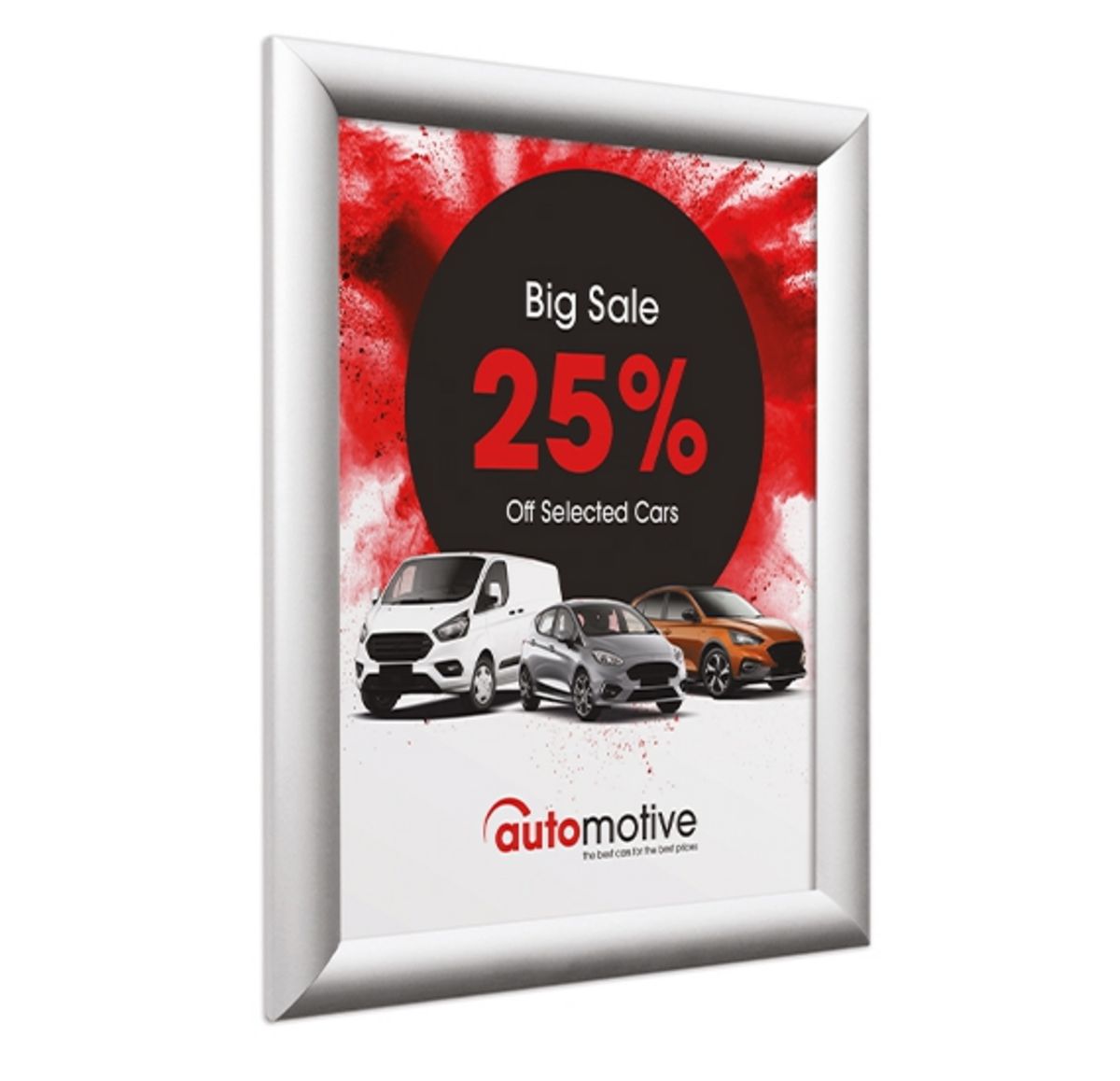 snapframe 25mm silver mitred corners automotive sales poster.jpg