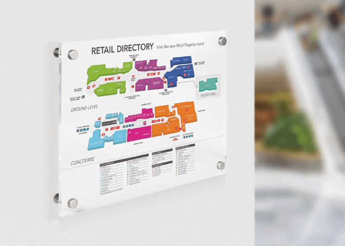 Acrylic Wall Sign Directory for Mutli-Story Retail Store