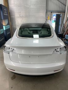 Vinyl Wrap for Tesla Model 3 - BEFORE - Rear Profile Vinyl Wrap for Tesla Model 3 - BEFORE - Rear Profile