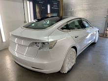 Vinyl Wrap for Tesla Model 3 - BEFORE - Rear Side Profile Vinyl Wrap for Tesla Model 3 - BEFORE - Rear Side Profile