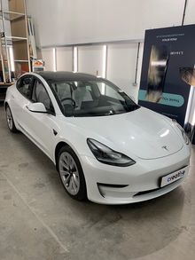 Vinyl Wrap for Tesla Model 3 - BEFORE - Front Side Profile Vinyl Wrap for Tesla Model 3 - BEFORE - Front Side Profile