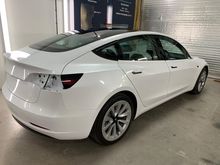 Vinyl Wrap for Tesla Model 3 - BEFORE - Rear Side Profile Vinyl Wrap for Tesla Model 3 - BEFORE - Rear Side Profile