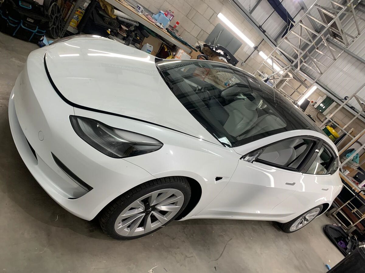Vinyl Wrap for Tesla Model 3 - BEFORE - Front Profile Bonnet Prep