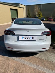 Vinyl Wrap for Tesla Model 3 - BEFORE - Rear Profile Vinyl Wrap for Tesla Model 3 - BEFORE - Rear Profile