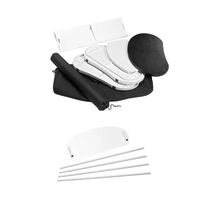 The complete set of Finesse2 promotional display counter parts including outer flat top, inner top, shelf, bottom, body panel, carry bag, graphic tube and bag, pole set (four pieces) T and header..jpg