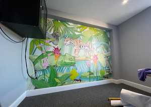 Completed Jungle-themed wallpaper intallation at local community centre meeting room