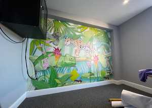 Full Colour & High Resolution Prints Completed Jungle-themed wallpaper intallation at local community centre meeting room