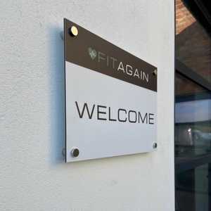 Direct Print ACM Board with Stand Off Locators in Satin Chrome