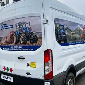 Final Van Graphic Installation Printed Branding Van Graphics - Tractor and Digger Engineering