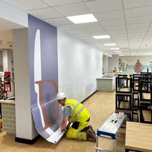 Custom Printed School Dining Area Wallpaper for Holyrood Academy