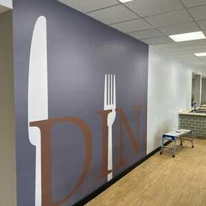 Custom Printed School Dining Area Wallpaper for Holyrood Academy Custom Printed School Dining Area Wallpaper for Holyrood Academy