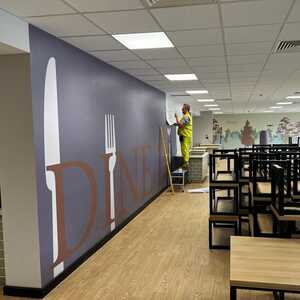 Custom Printed School Dining Area Wallpaper for Holyrood Academy Custom Printed School Dining Area Wallpaper for Holyrood Academy