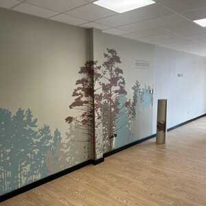 Custom Printed School Dining Area Wallpaper for Holyrood Academy Custom Printed School Dining Area Wallpaper for Holyrood Academy