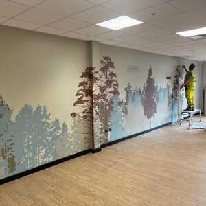 Custom Printed School Dining Area Wallpaper for Holyrood Academy Custom Printed School Dining Area Wallpaper for Holyrood Academy