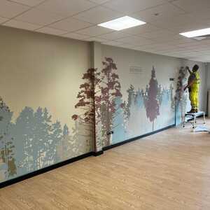 Custom Printed School Dining Area Wallpaper for Holyrood Academy