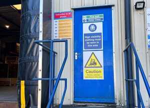 Production Area Door ACM Mounted Health & Safety Signage before entering high-risk area for Xylem Water
