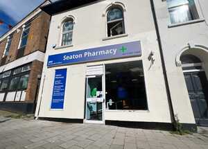 After: Newly refreshed Aluminium Tray Sign Fascia & Window Graphic After: Newly refreshed Aluminium Tray Sign Fascia & Window Graphic for Seaton Pharmacy