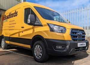 Bradfords Building Supplies Newly Branded Ford E-Transit Van Fully Wrapped & Signwritten