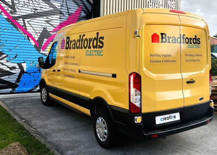 Bradfords Van Wrap & Vehicle Graphics - L3 H2 Ford E-Transit - Rear View