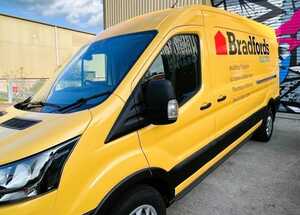 Bradfords Building Supplies New Ford E-Transit Van Fully Wrapped & Signwritten