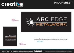 Arc Edge Metalwork Digital Artwork Proofing Sheet for Vinyl Signage & Roller Garage Door Vinyl Application