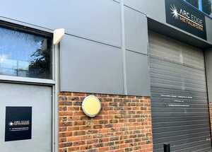 Self-Adhesive No Fixings Signage Roller Door Vinyl Application & Metal Door Signage for Arc Edge Metalwork