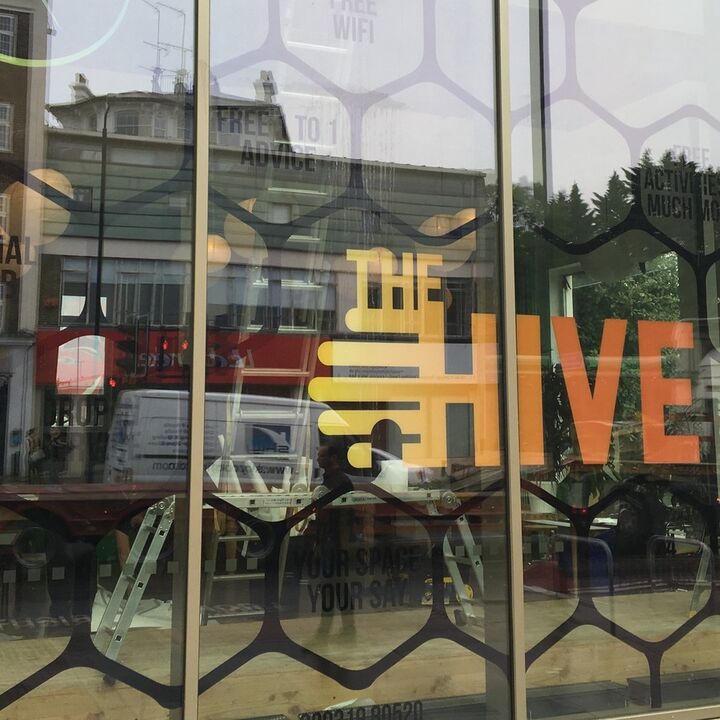 Custom Printed Window Graphics for The Hive.JPG