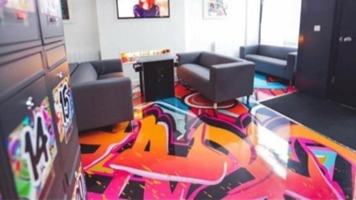 Custom Printed Graffiti Style Anti Slip Floor Graphic For Staff Dining Area