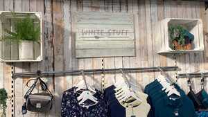 Printed Reclaimed Wood POS & Wayfinding Display for Otter Garden Centre Clothing Store - White Stuff Clothing