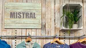 Printed Reclaimed Wood POS & Wayfinding Display for Otter Garden Centre Clothing Store - Mistral Clothing