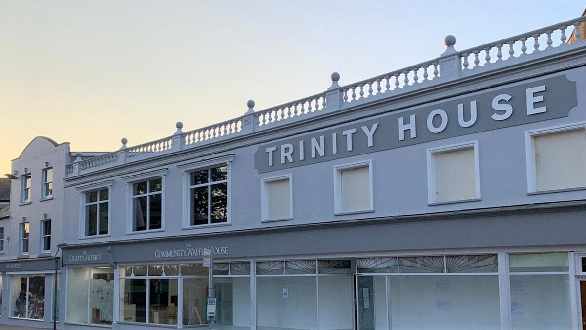 Flat Cut Lettering Sign Trinity House in Axminster, Devon (Self-Adhesive Hidden Fixings) White Cut Acrylic.jpg.jpg