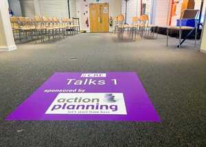 Exhibition & Trade Show Venue Set Up for CRE Midlands 2023 - Printed Floor Stickers
