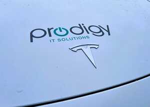 Prodigy IT Solutions Vehicle Branding Graphics Bonnet Graphic Close-Up - Tesla Model Y.jpg