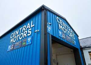Central Motors Bridport ACM Lettering Signage on Industrial Building Cladding Central Motors Bridport ACM Lettering Signage on Industrial Building Cladding